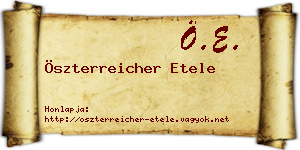 Öszterreicher Etele névjegykártya